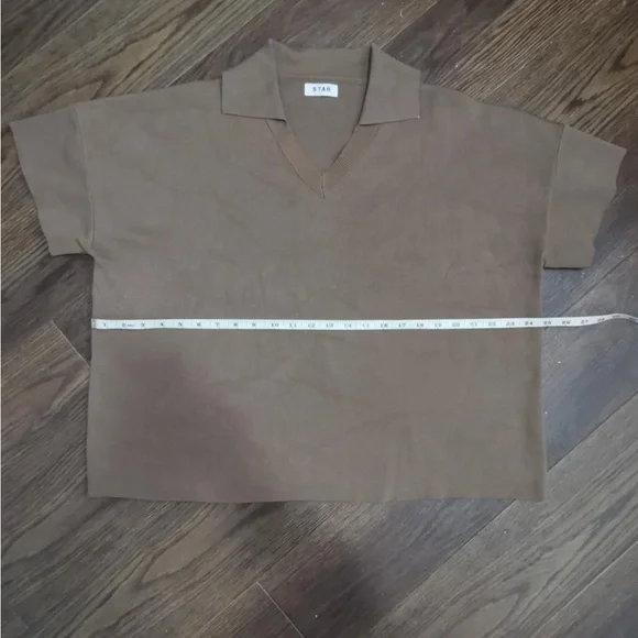 Brown Polo Shirt with Relaxed Fit and Textured Fabric - Picture 8 of 13